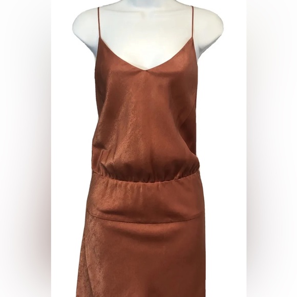 Women’s Banana Republic Orange Blouson Spaghetti Strap Dress Size 8 - Picture 4 of 8